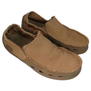 Crocs Tideline Vented Canvas Loafer Slip On Shoes Men’s Tan/Khaki/Brown Size 12